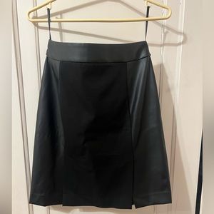 Banana Republic black leather and cotton pencil skirt